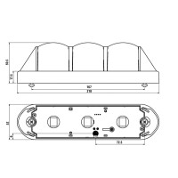 Toplight 3 fach ge/rt/gn  Chrom liegend