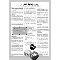 Turnier-Regeln 8-Ball mit Bildtr&auml;ger Rahmenlos
