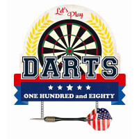 Metallschild motivgeschnitten - Lets play DARTS - 50 x55 cm