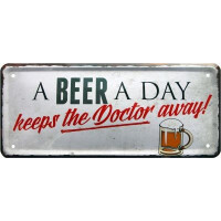 Metallschild  28x12 cm A Beer a day keep gallery
